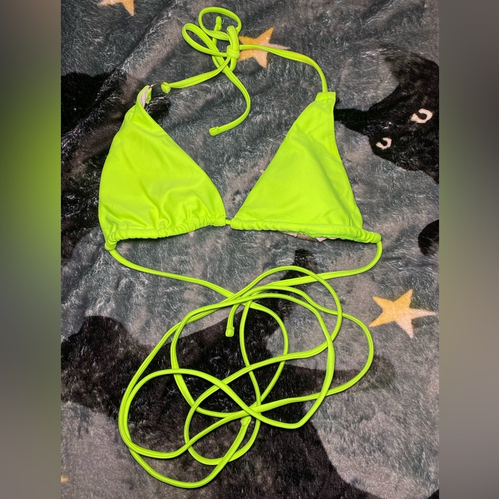 Neon Green Triangle Bikini Top